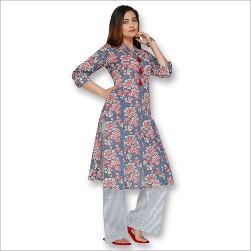 Ladies Printed Kurti With Palazzo